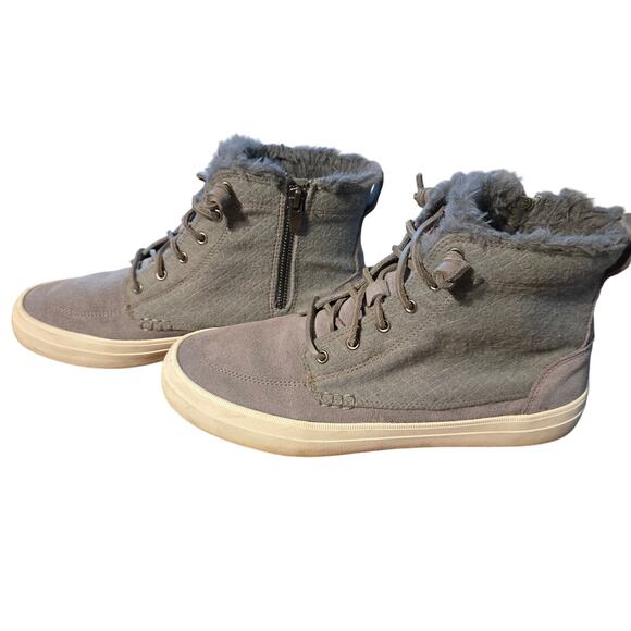 Sperry 10 Gray Women's Fur Insulated Ankle Lace Up Tennis Boots Shoes - Picture 2 of 5